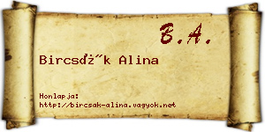 Bircsák Alina névjegykártya